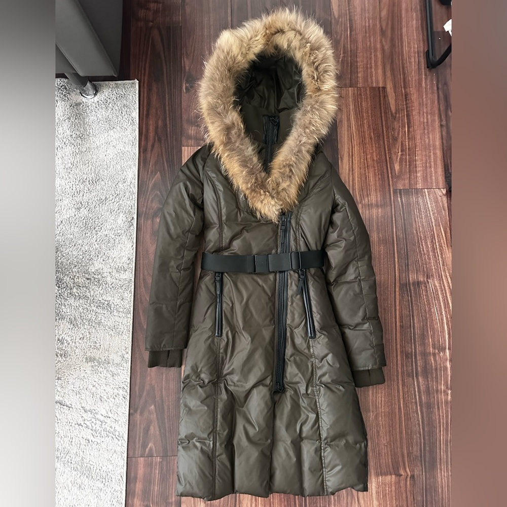 Women's Olive Green Rudsak Puffer Coat with Fur Trim